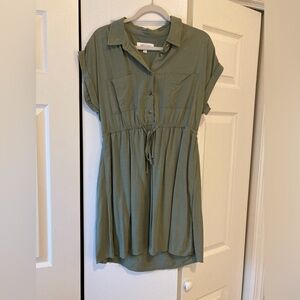 NWOT Pink Rose Olive Green Dress, Size L